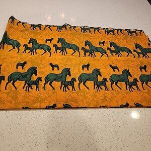 Jungle Party Zebras Gold Green 100% Cotton Fabric From Tanzania 132x40"